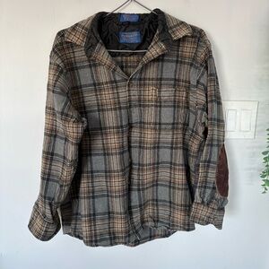 Pendleton Youth XL Wool Trail Shirt - Plaid with Elbow Patches